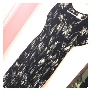 Black dress with white design